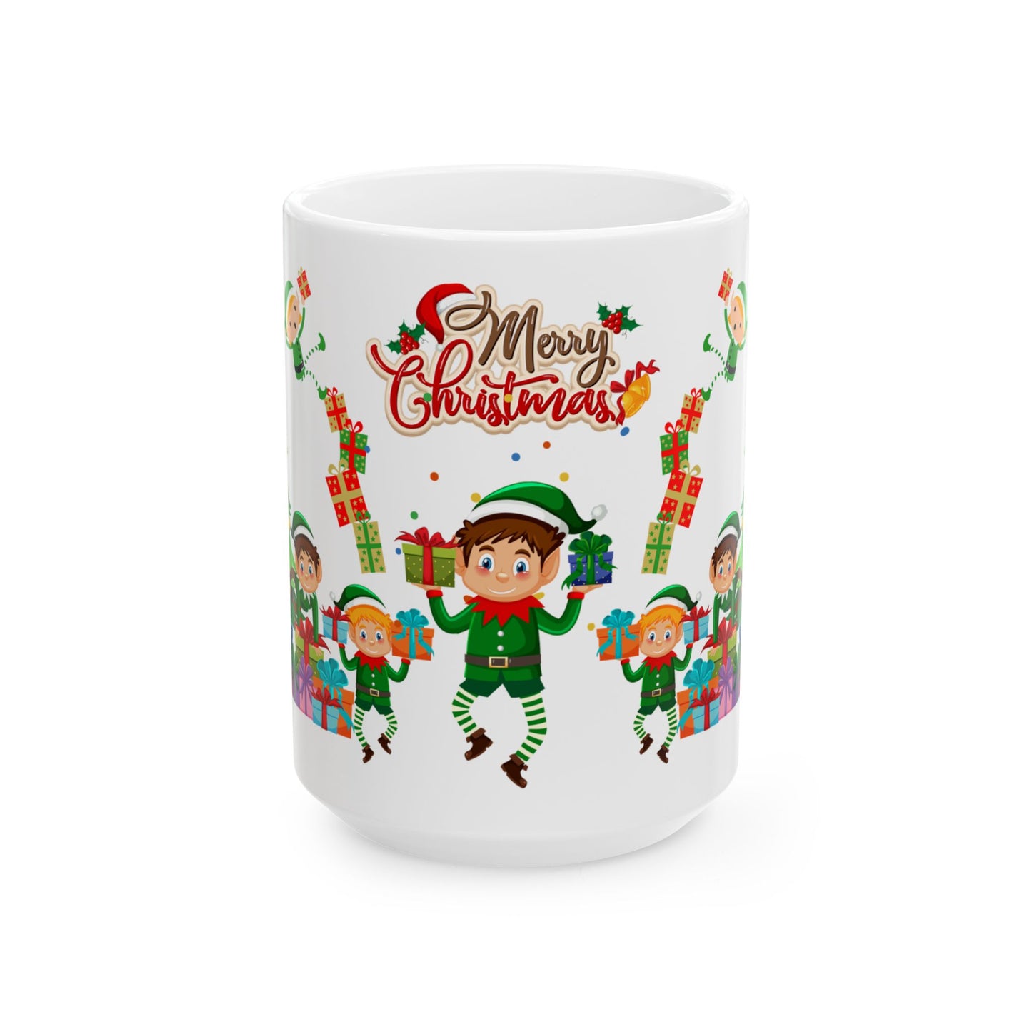 Little Elves with Christmas Gifts - Ceramic Mug, (11oz, 15oz) - 10293