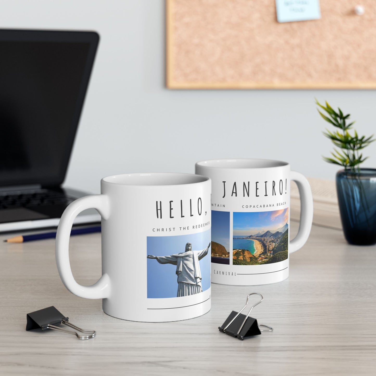 Hello Rio de Janeiro, Ceramic Mug - Explore Iconic Landmarks, Perfect Gift for Travelers & Adventurers - 12010