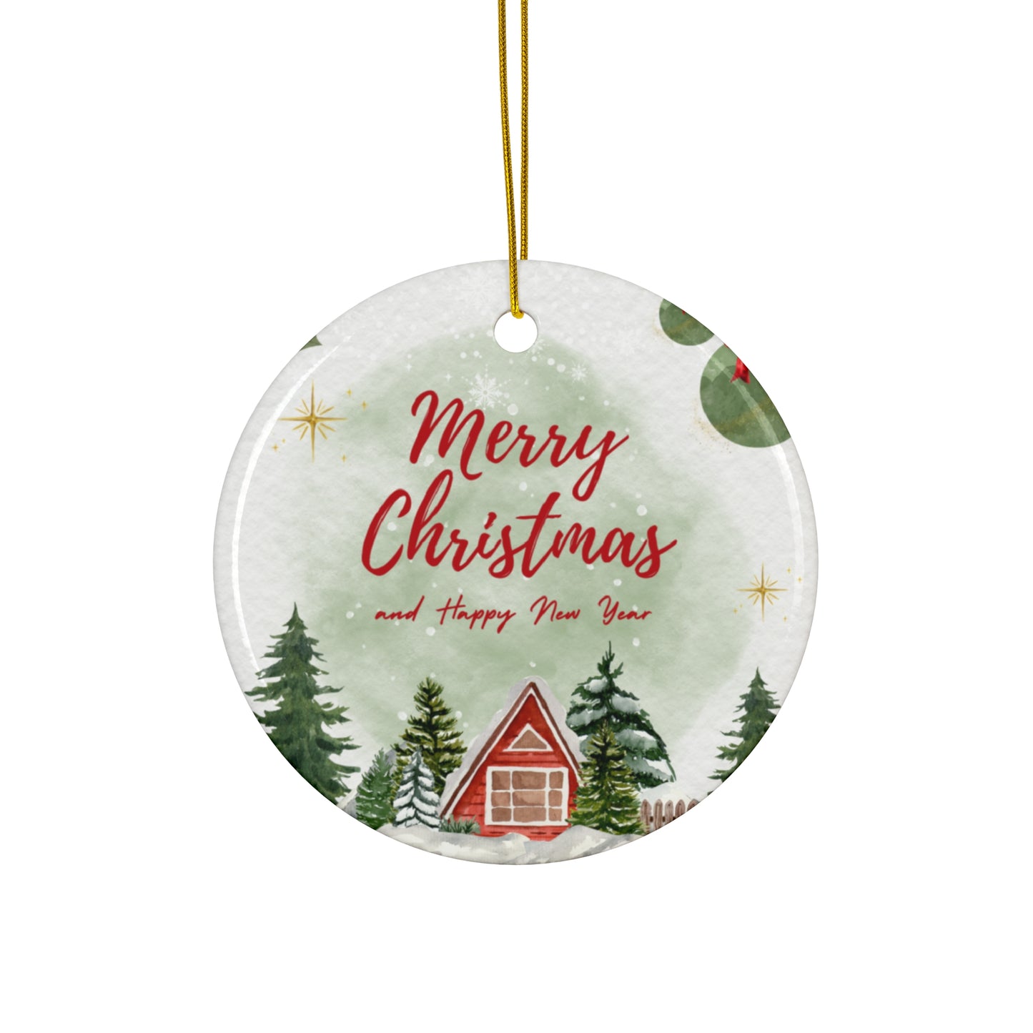 Merry Christmas & Happy New Year - Ceramic Ornament, 4 Shapes