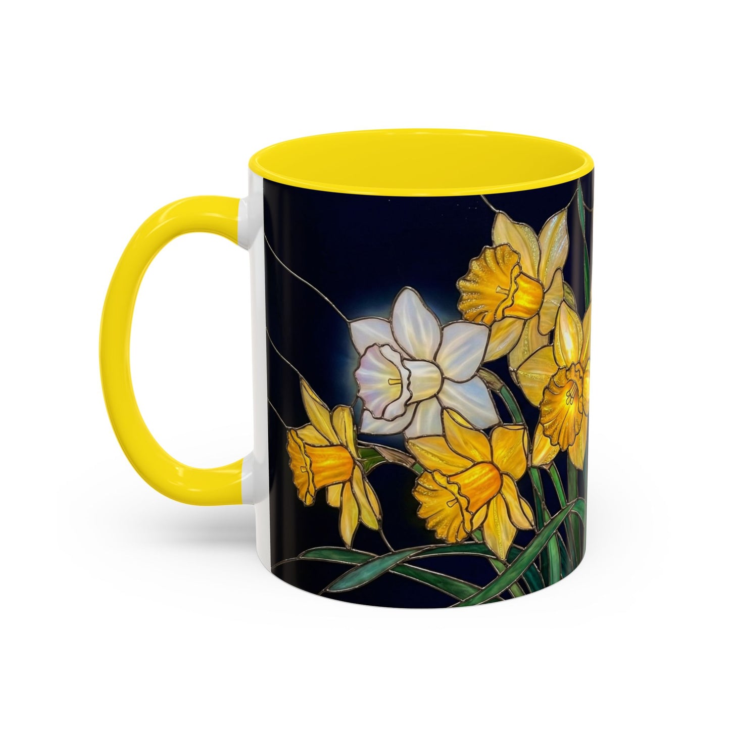 Daffodil Garden Accent Coffee Mug — Stained Glass Design (11/15oz) - 14542