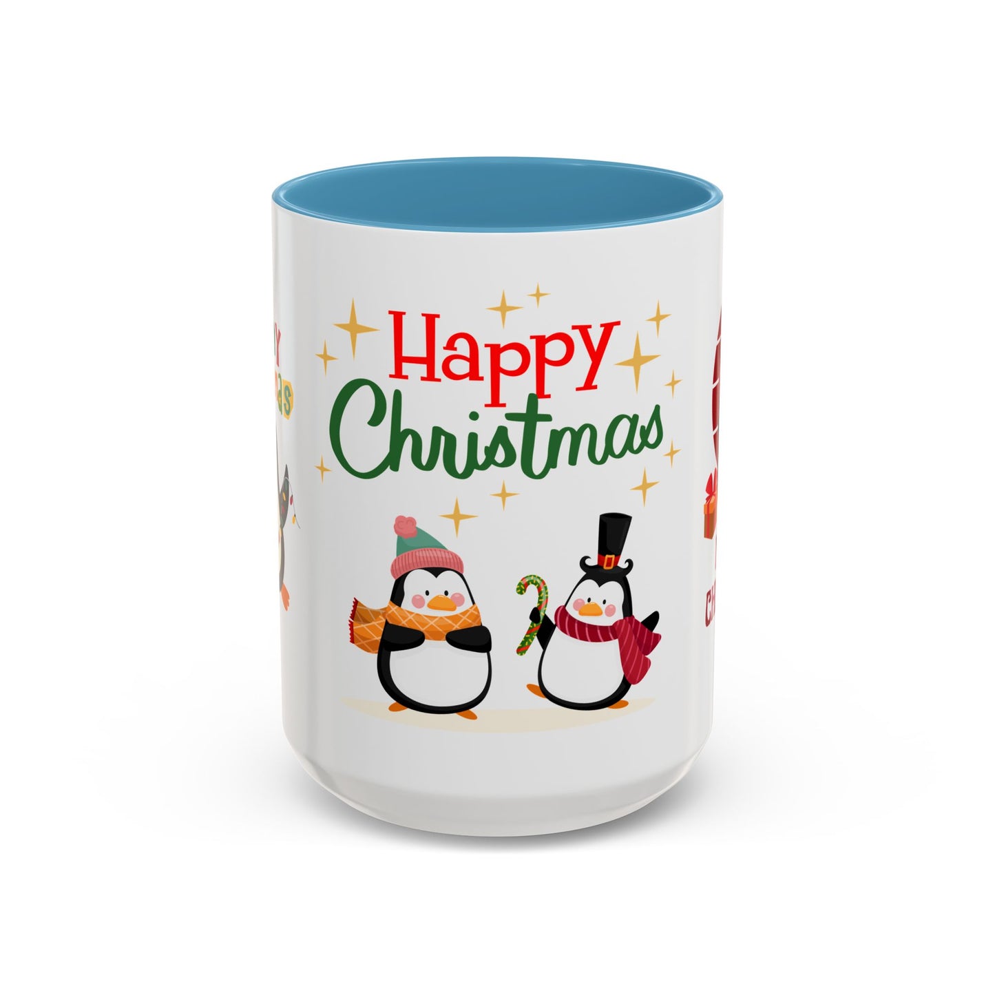 Penguins, Merry Christmas - Accent Coffee Mug (11, 15oz)