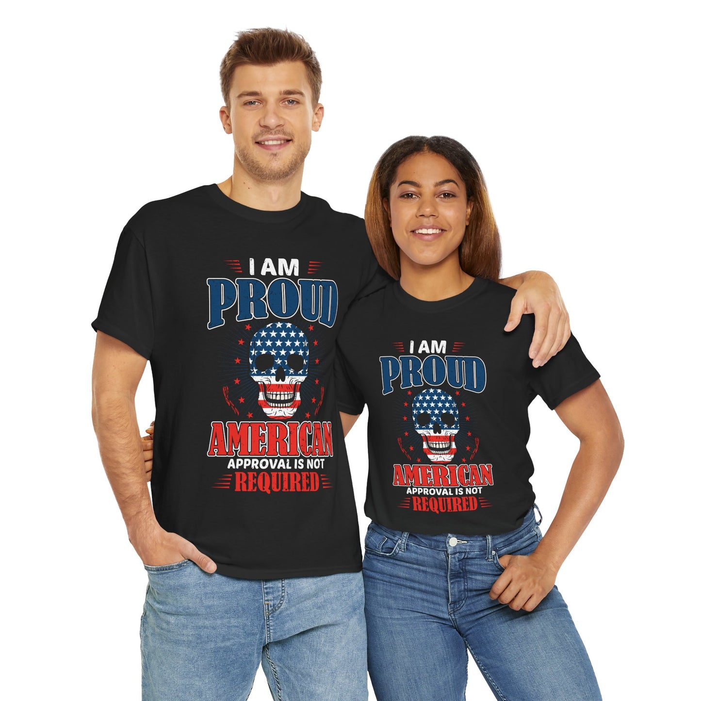 "I'm a Proud American" Unisex Heavy Cotton Tee, Patriotic Shirt, Independence Day Apparel, Casual Wear, Gift for Veterans - 13637