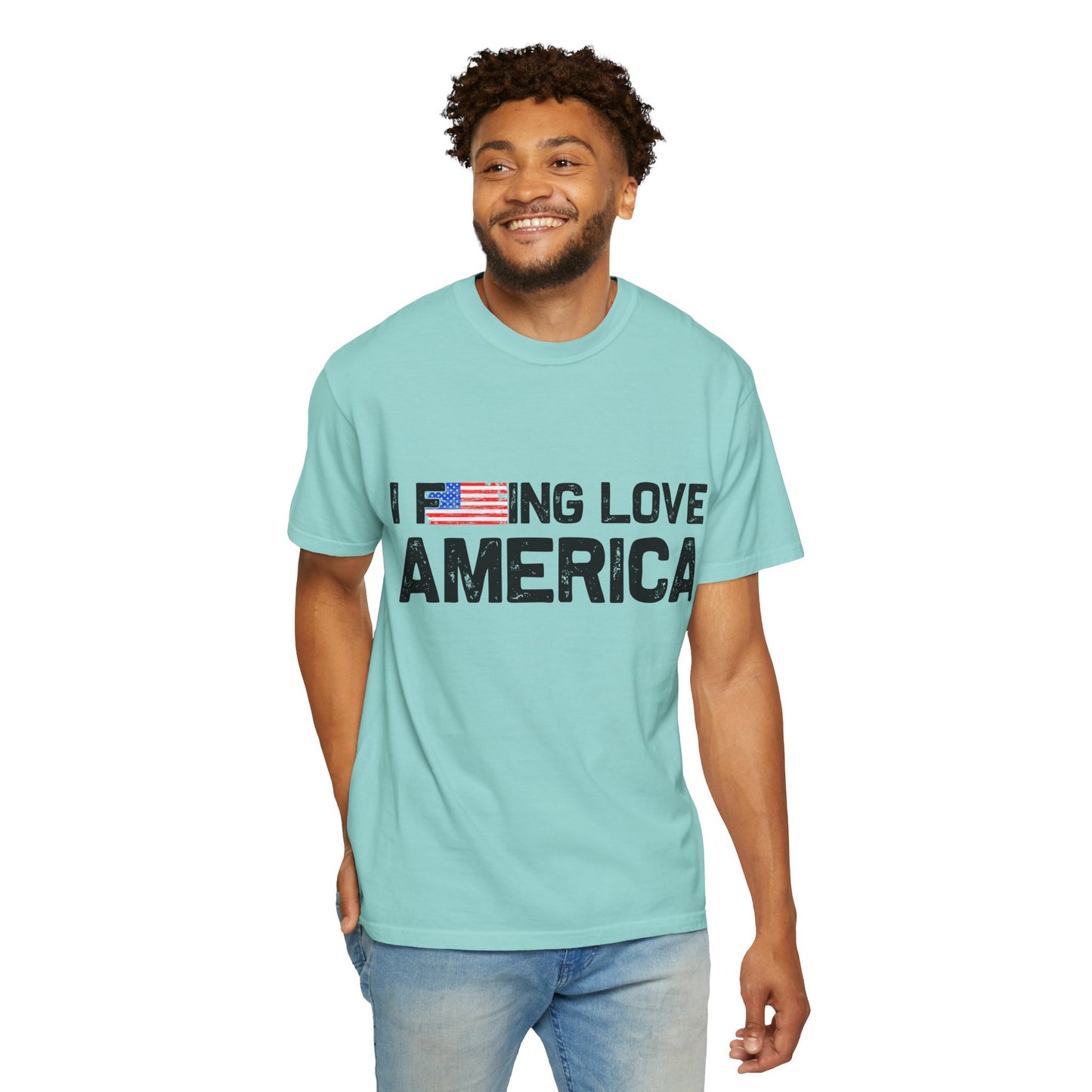 Unisex T-Shirt with Patriotic Love for America, Casual Tee, Independence Day Gift, Love America Shirt, Gift for Patriot - 13654