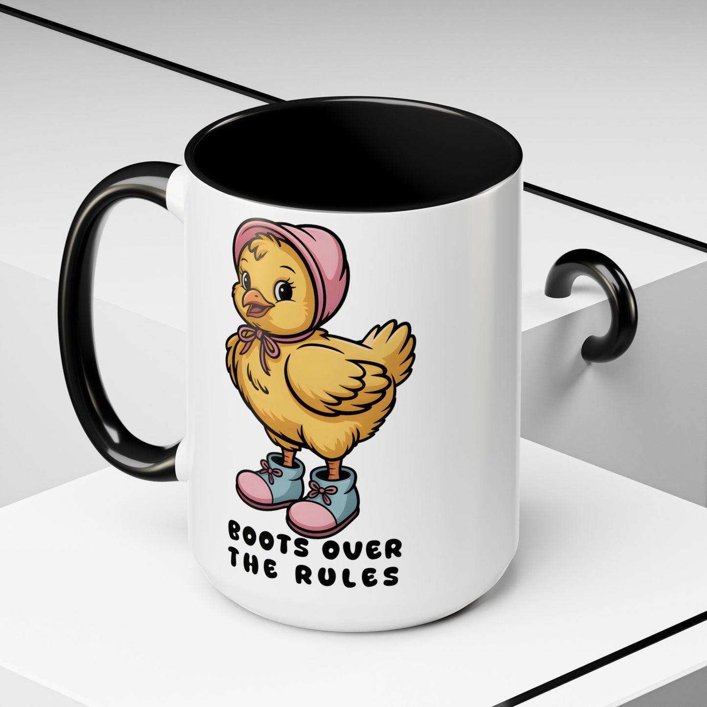 Boots Over The Rules Chick Mug – Cute Chicken Coffee Mug Funny Gift 11/15oz - 14862