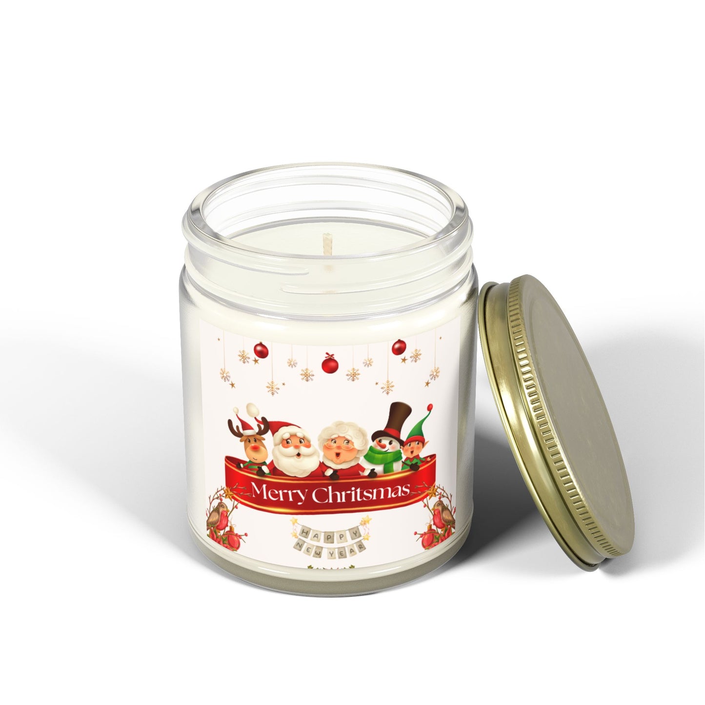 Merry Christmas - Scented Candles, Coconut Apricot Wax (4oz, 9oz)