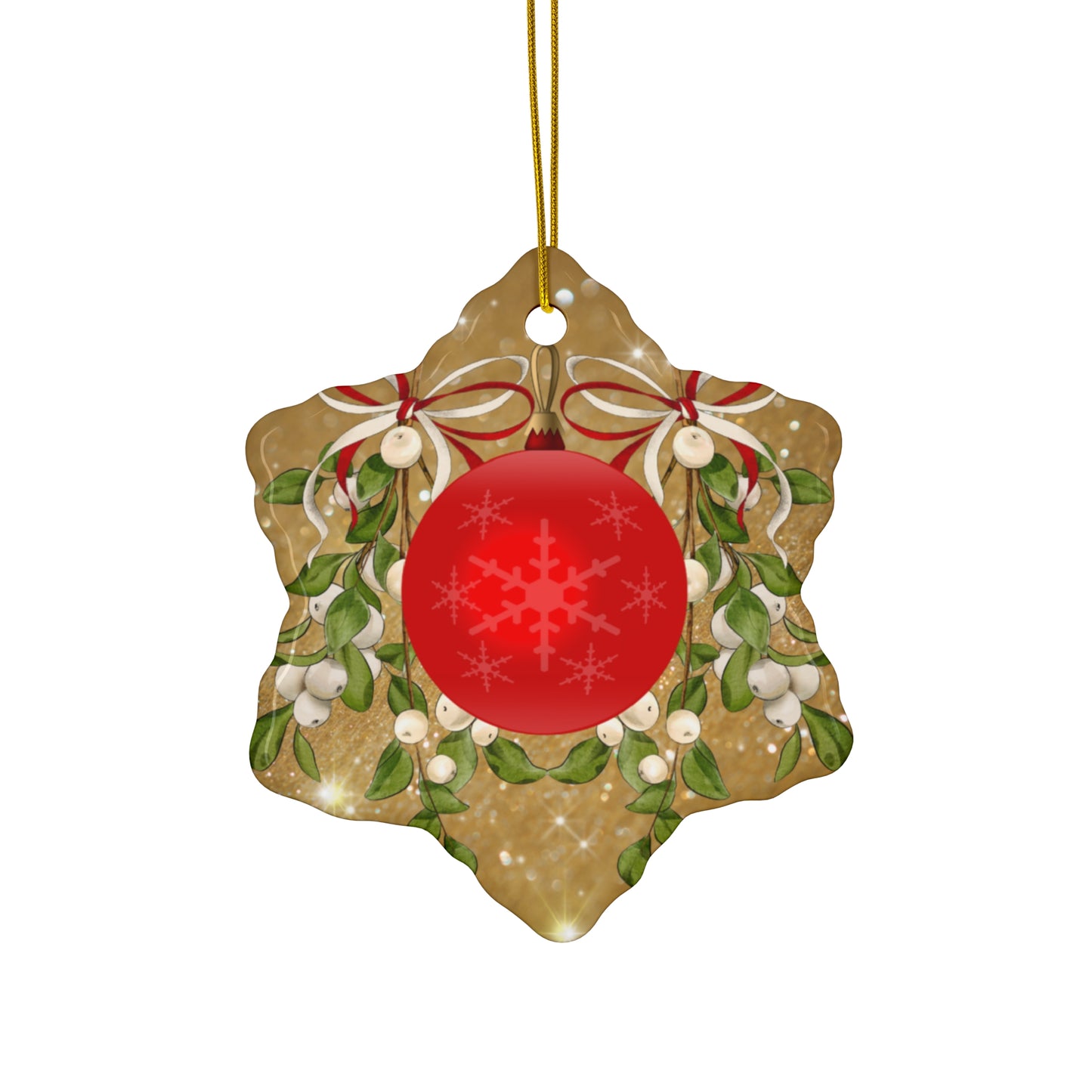 Shimmering Red - Ceramic Ornament, 4 Shapes