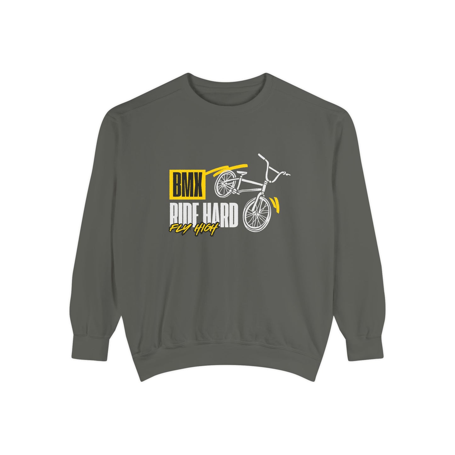 BMX, Ride Hard, Fly High - Unisex Garment-Dyed Sweatshirt - 10684