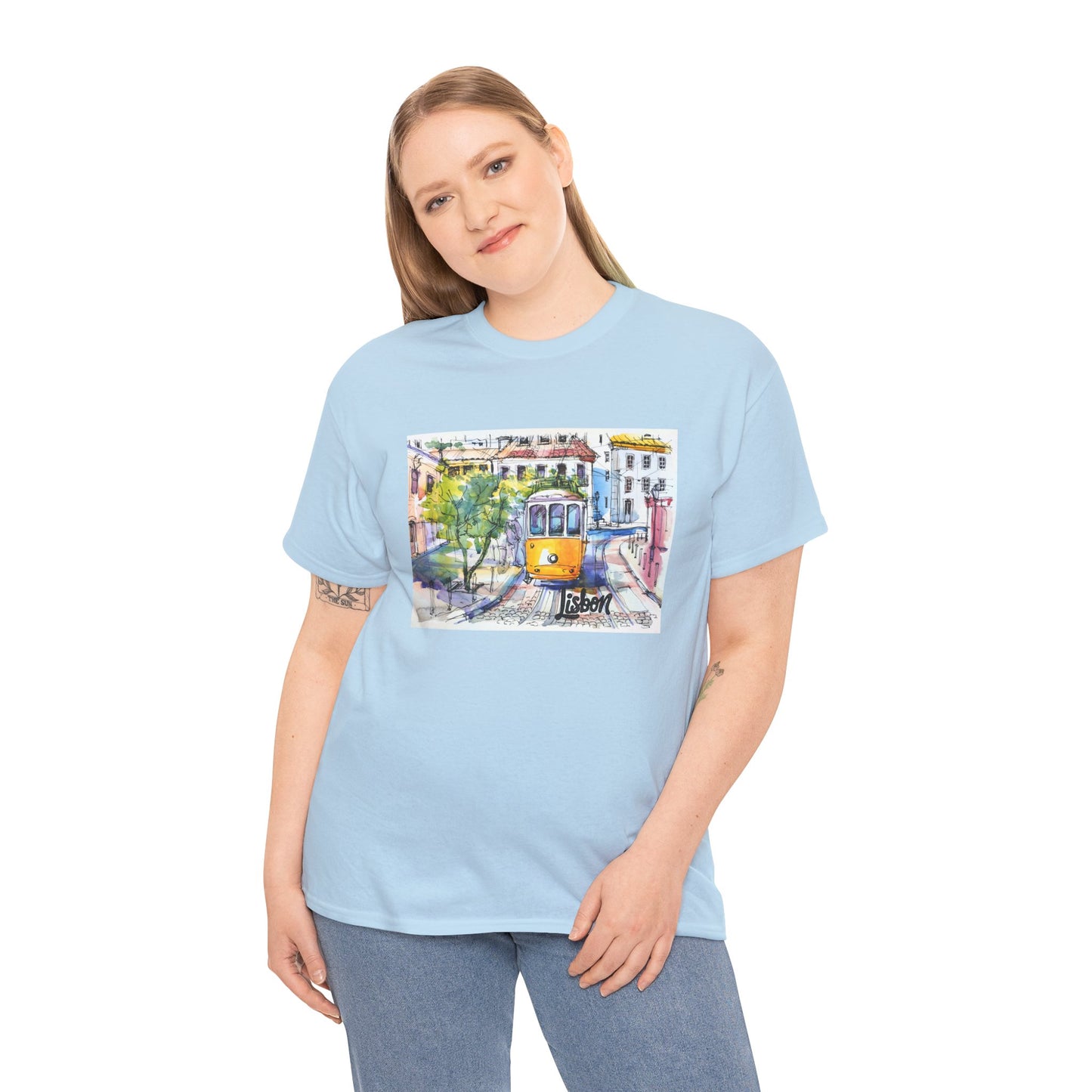Lisbon Tram Unisex Heavy Cotton Tee - 12134