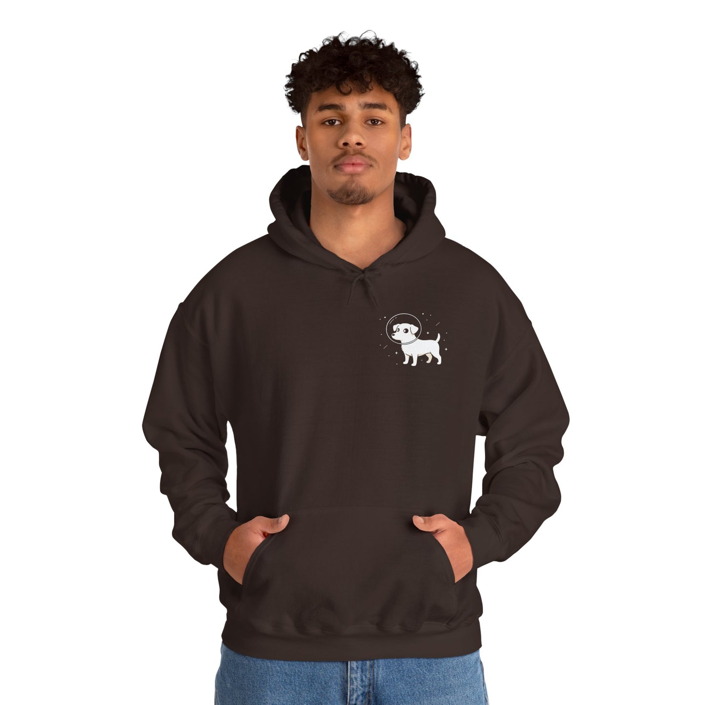 Dog in Space Hoodie – Space Puppy Graphic Hooded Sweatshirt, Unisex Heavy Blend™ - 14679