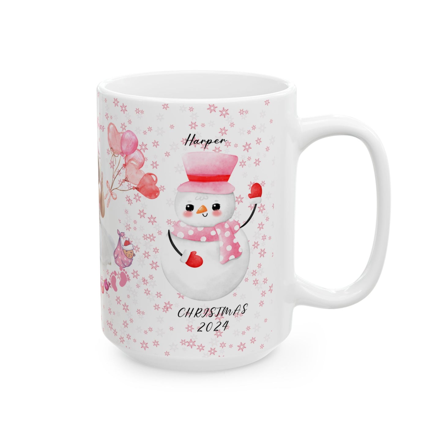 First Christmas, Baby Girl, Customizable - Ceramic Mug, (11oz, 15oz) - 10003