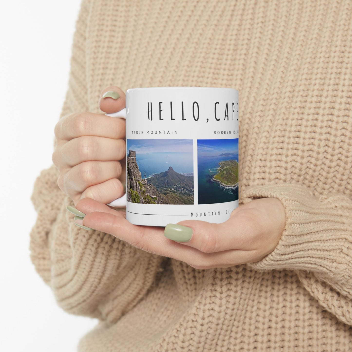 Hello Cape Town Mug – Scenic Travel Ceramic Coffee Cup (11oz, 15oz) - 12021