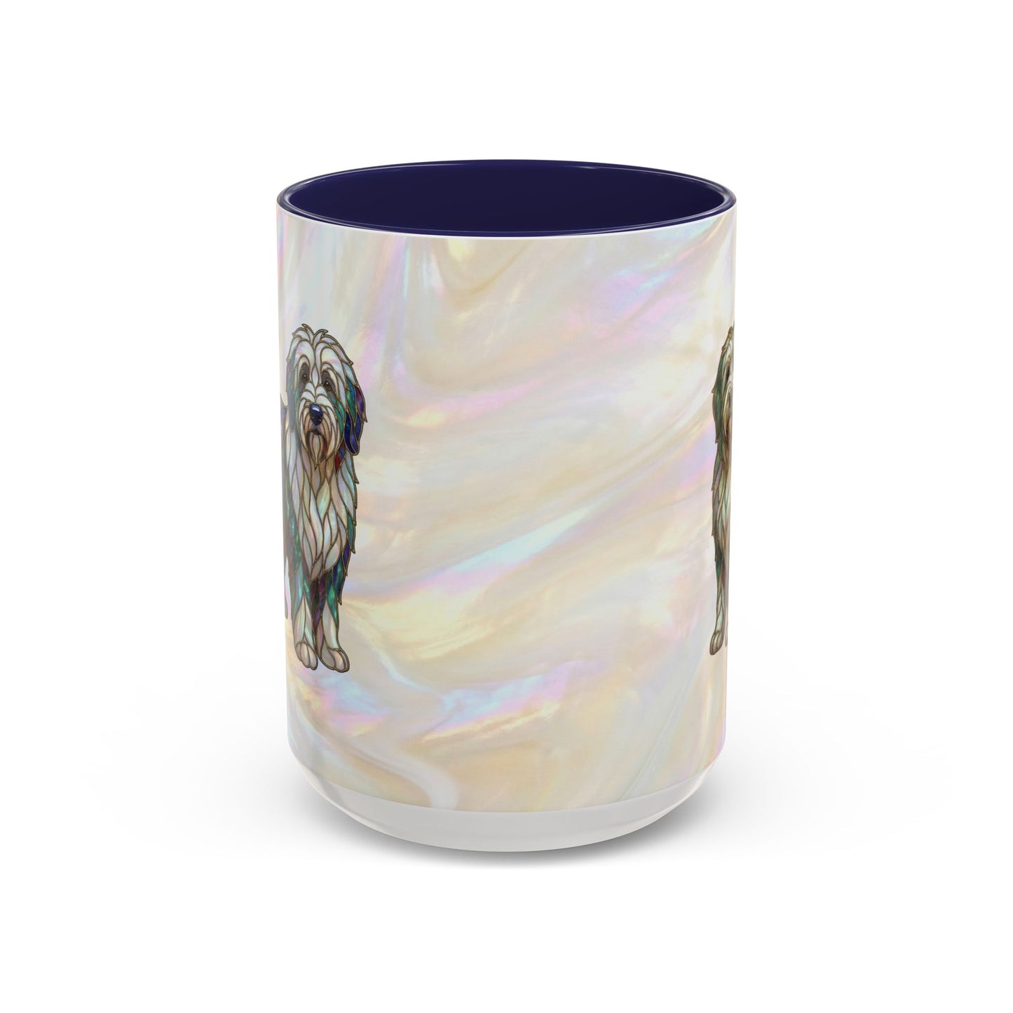 English Sheepdog Accent Coffee Mug -Stained Glass Style (11/15oz) - 14631