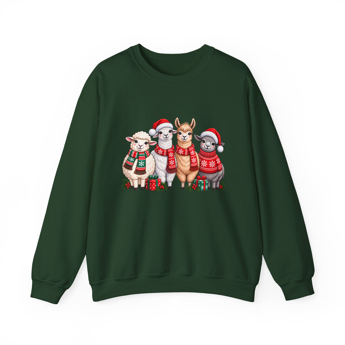 Festive Christmas Animal Friends Sweatshirt, Cute Sheep & Alpaca Holiday Crewneck - 14553