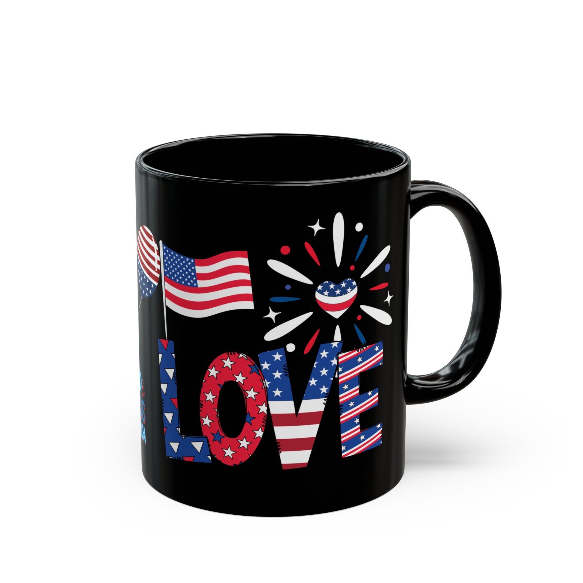 July 4, Patriotic Eagle - Black Mug (11oz, 15oz)