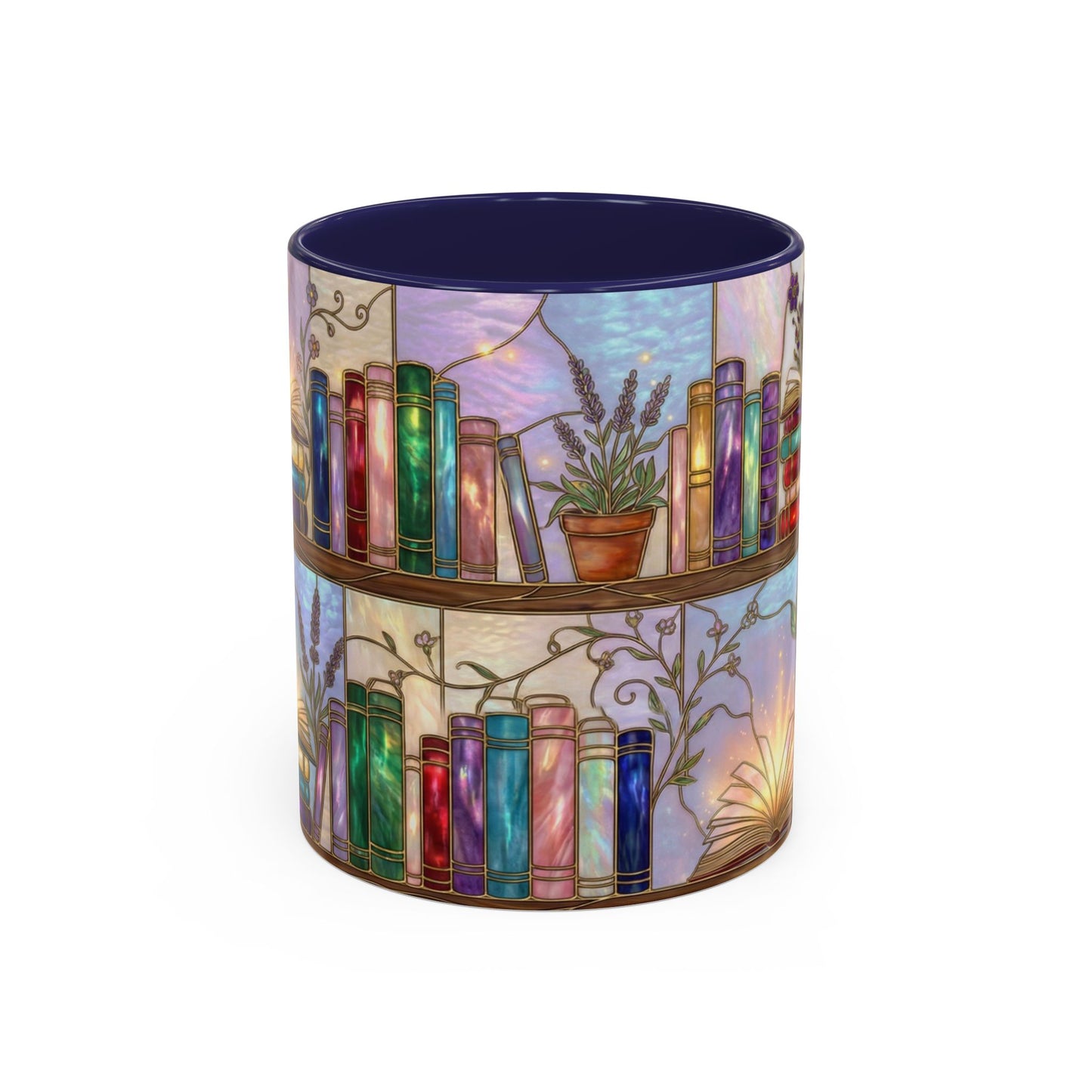 Magic Book Shelf Accent Coffee Mug — Stained Glass Design (11/15 oz) - 14529