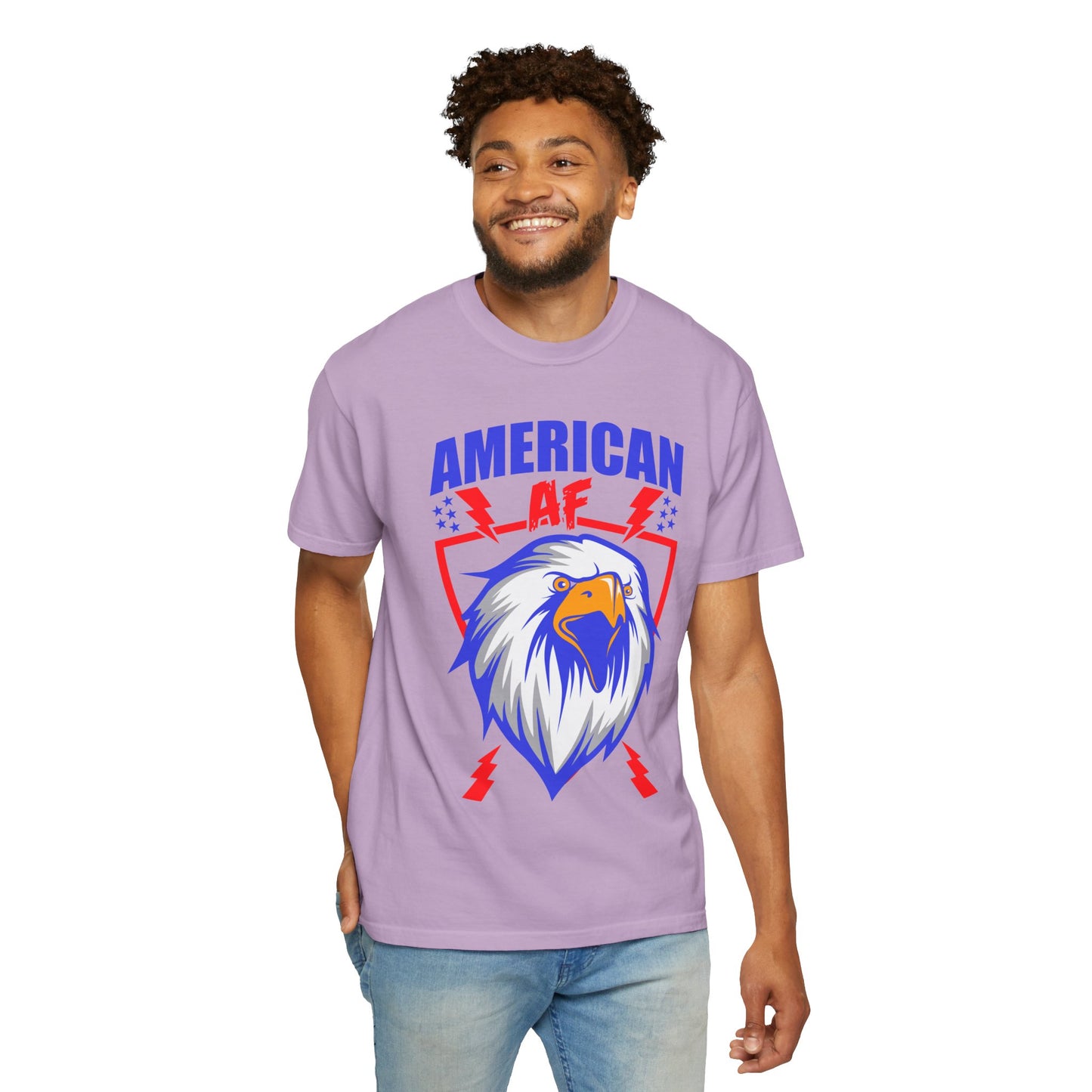 Patriotic Eagle T-Shirt, American AF Graphic Tee, Unisex Tee, 4th of July Shirt, Casual Wear, Gift for Patriots, Summer Style - 13731