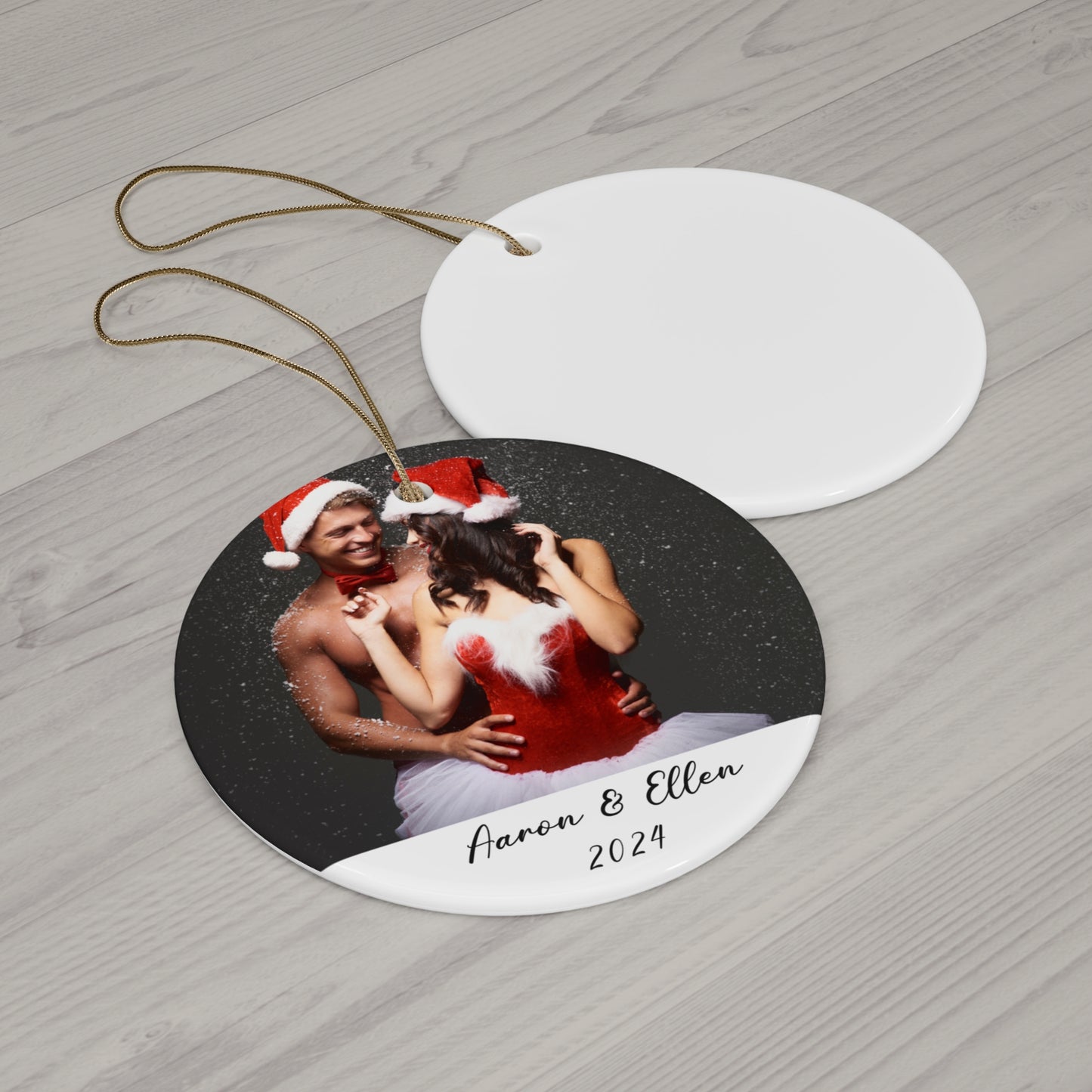 Christmas, Couple's Photo, Customizable- Ceramic Ornament, 4 Shapes - 10034