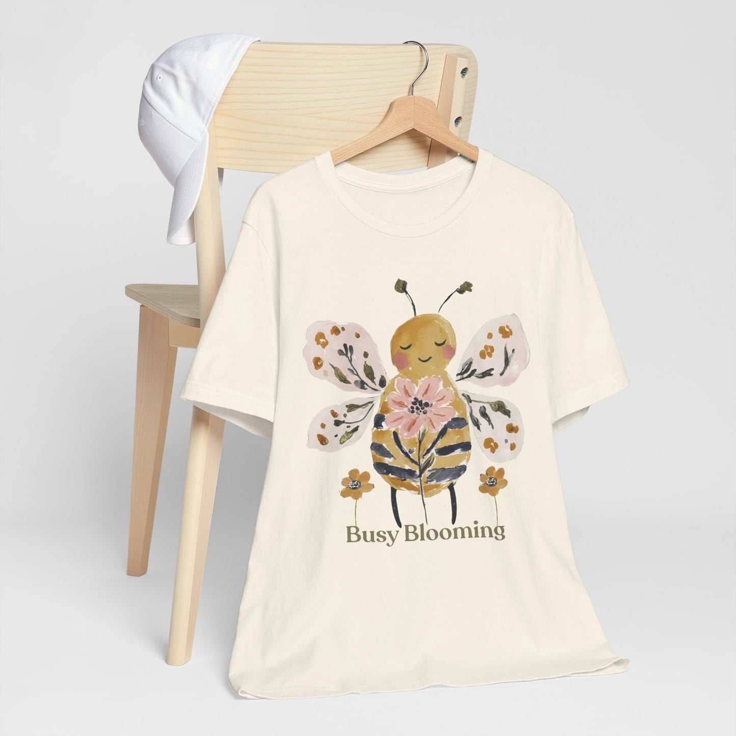 Busy Blooming Bee T-Shirt, Cute Watercolor Floral Bee Tee - 14960