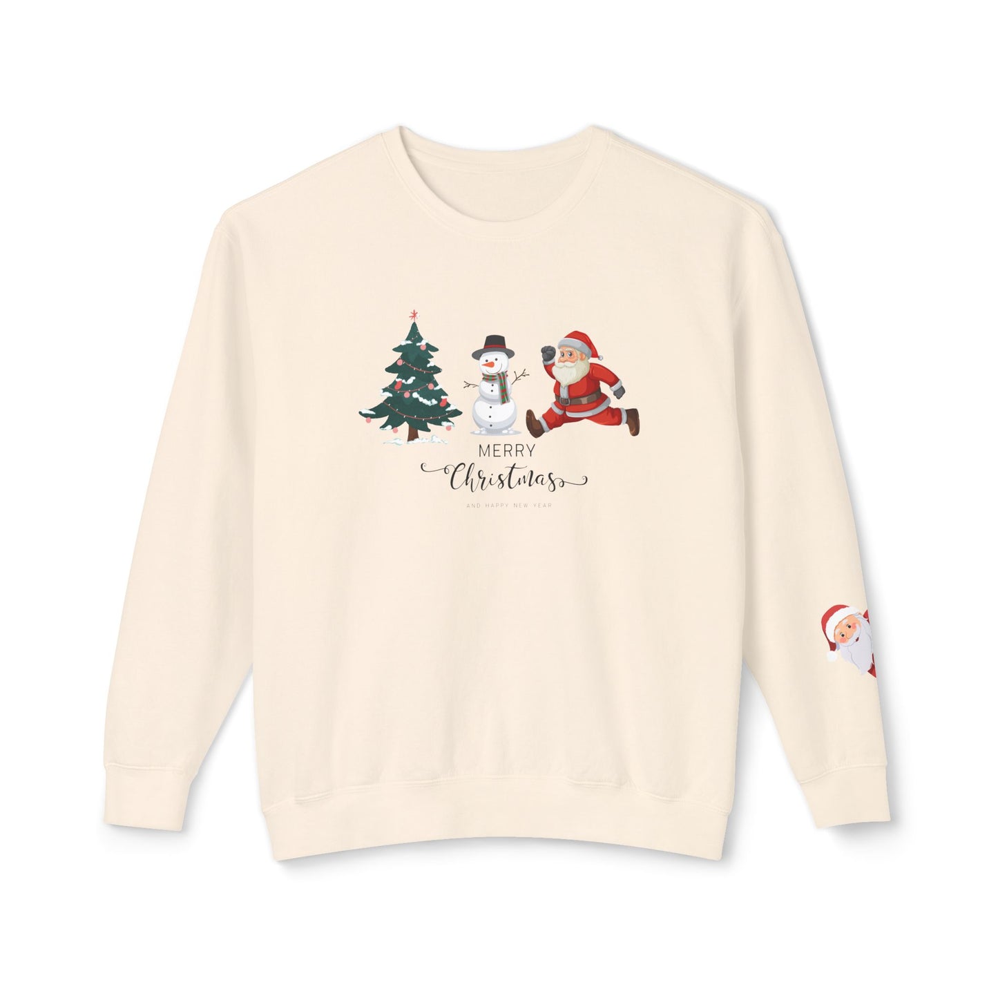 Christmas Tree, Snowman & Santa - Unisex Lightweight Crewneck Sweatshirt - 10392