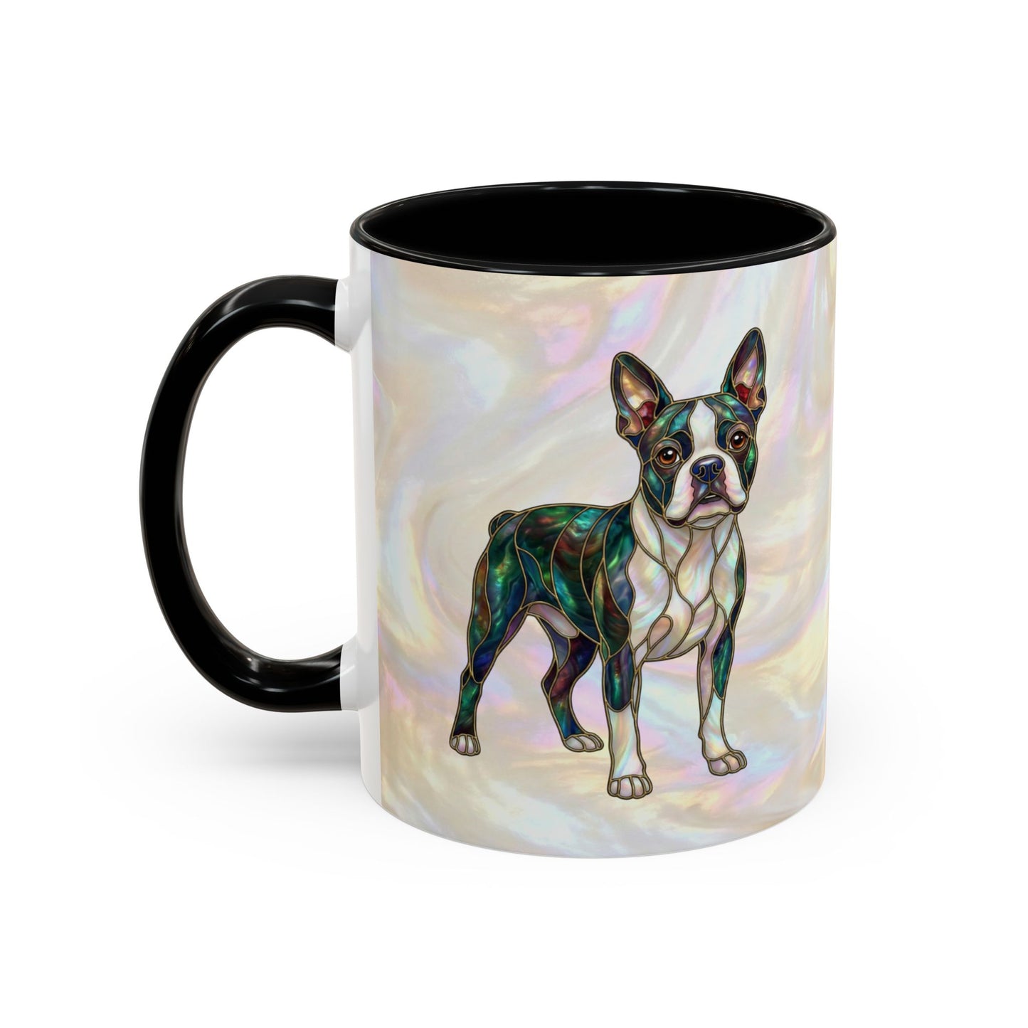 Boston Terrier Accent Coffee Mug — Stained Glass Design (11/15 oz) - 14620