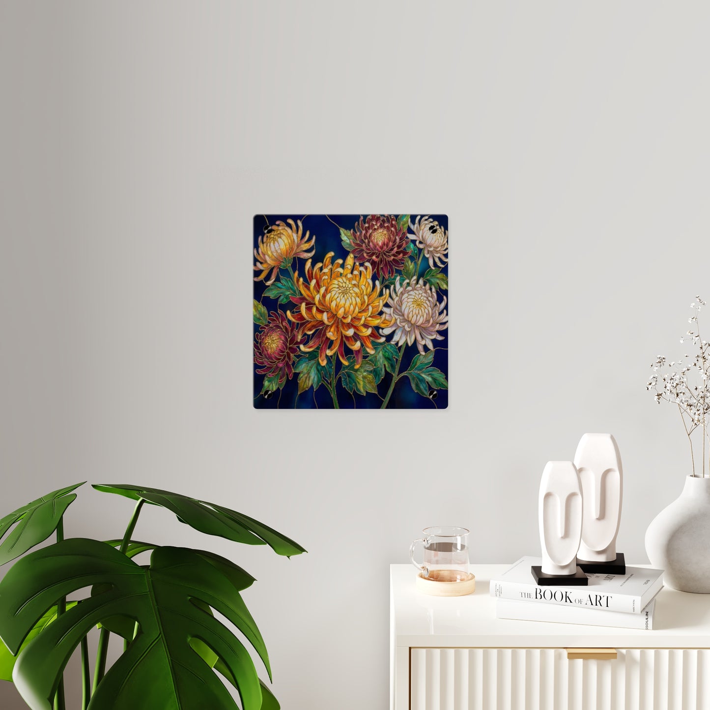 Chrysanthemum Acrylic Wall Art Panel — Floral Botanical Home Décor - 14609
