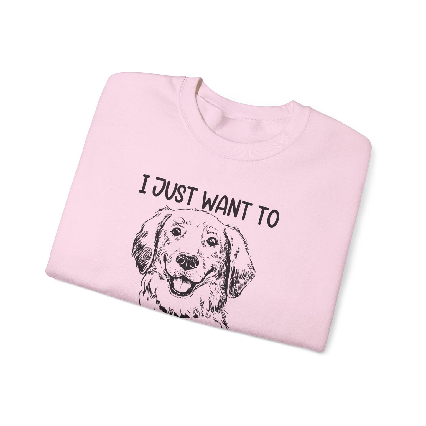 I Just Want Drink Wine and Pet My Dog - Unisex Heavy Blend™ Crewneck Sweatshirt