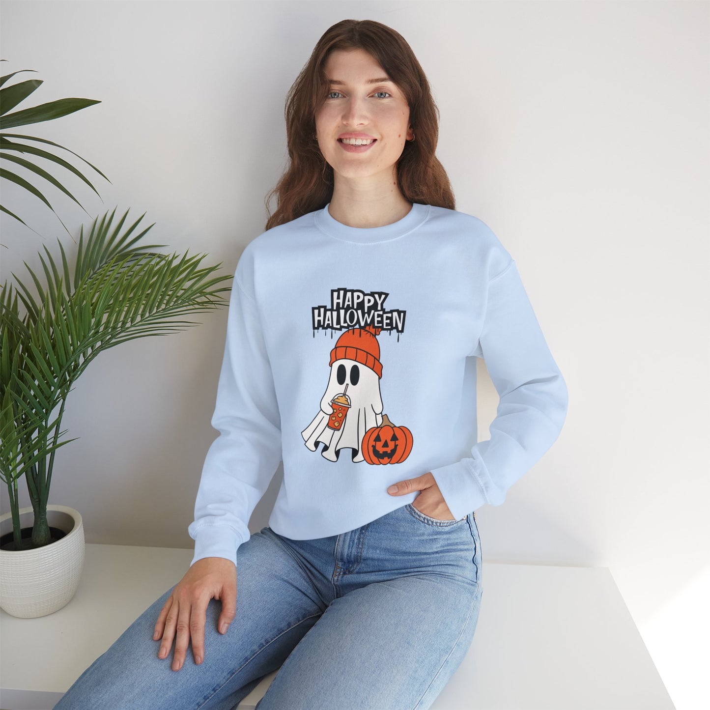 Happy Halloween, Ghost - Unisex Heavy Blend™ Crewneck Sweatshirt