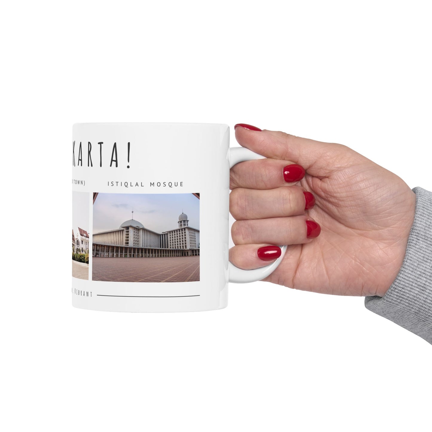Hello Jakarta Ceramic Mug - 11oz & 15oz, Perfect for Travel Lovers & Home Decor - 12022