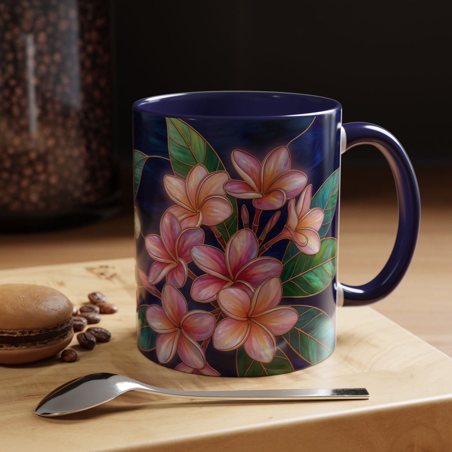 Plumeria Floral Accent Mug —  Stained Glass Design (11/15oz) - 14545