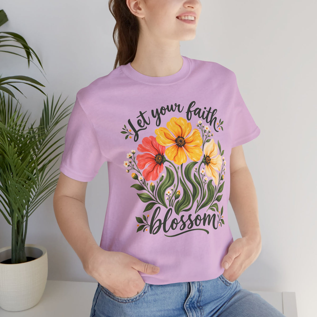 Let Your Faith Blossom T-Shirt, Floral Christian Tee - 14506
