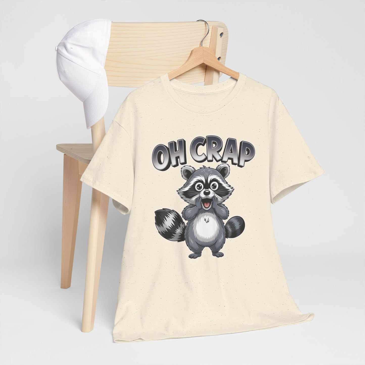 Funny Raccoon T-Shirt – “Oh Crap” Cute Meme Reaction Animal Tee Gift - 14855