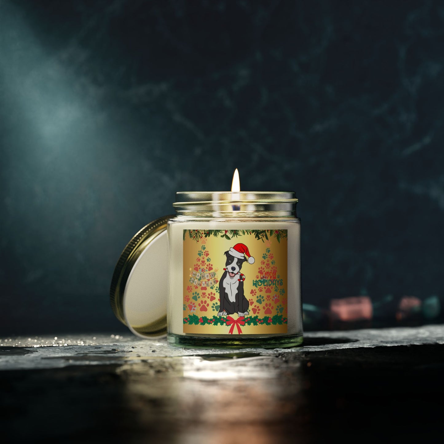 Dog: Happy Holidays - Scented Candles, Coconut Apricot Wax (4oz, 9oz)