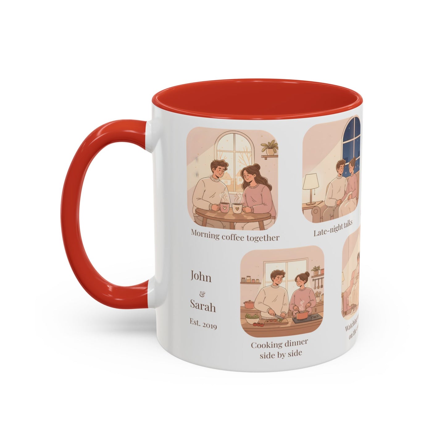 Our Favorite Things to Do Valentine’s Mug – Cozy Couples Illustrated Accent Coffee Mug - 14701