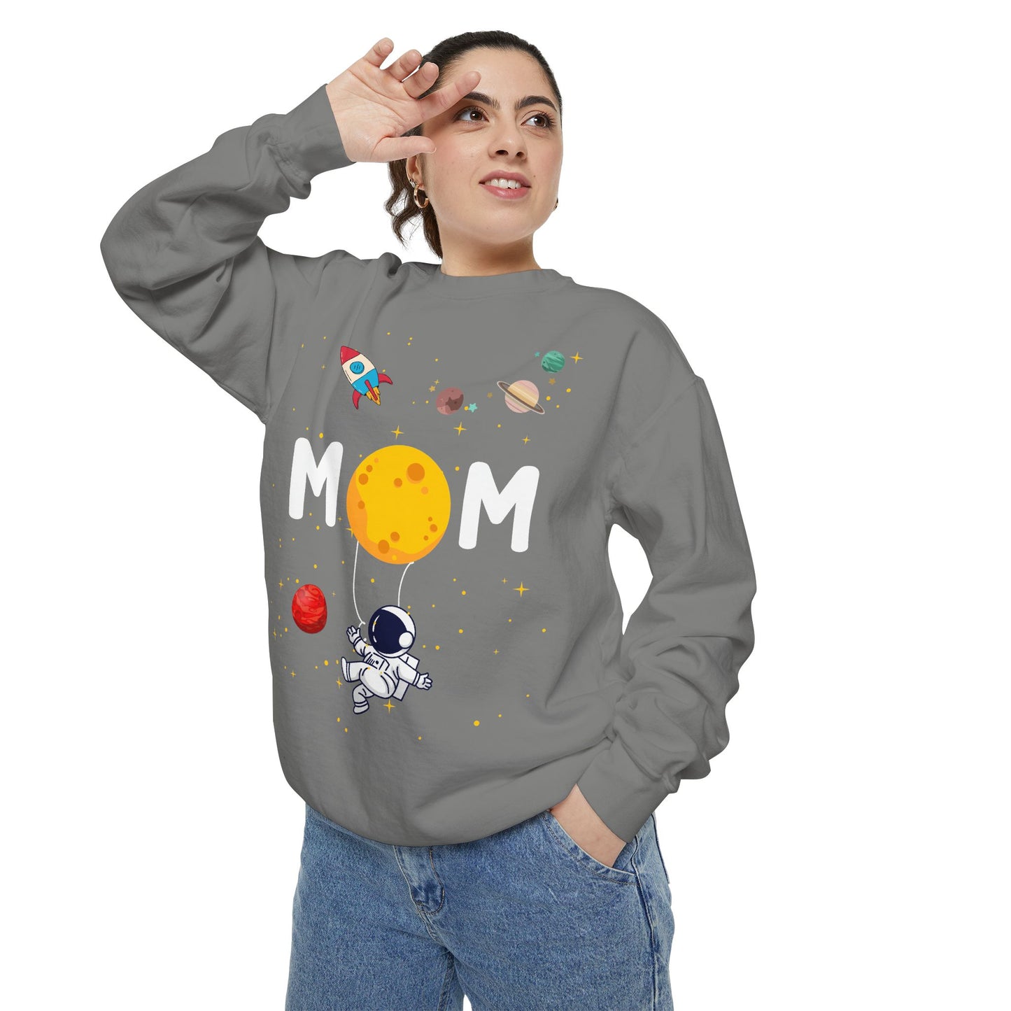 Astronaut Mom Garment-Dyed Sweatshirt | Space-Themed Gift for Mothers - 11838