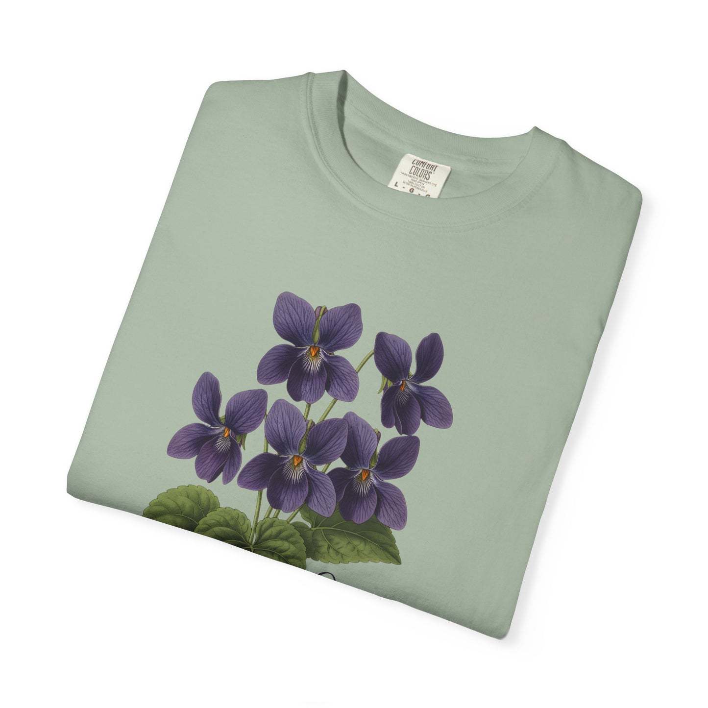 February Birth Flower Violet T-Shirt – Heavyweight Garment-Dyed Tee - 14694