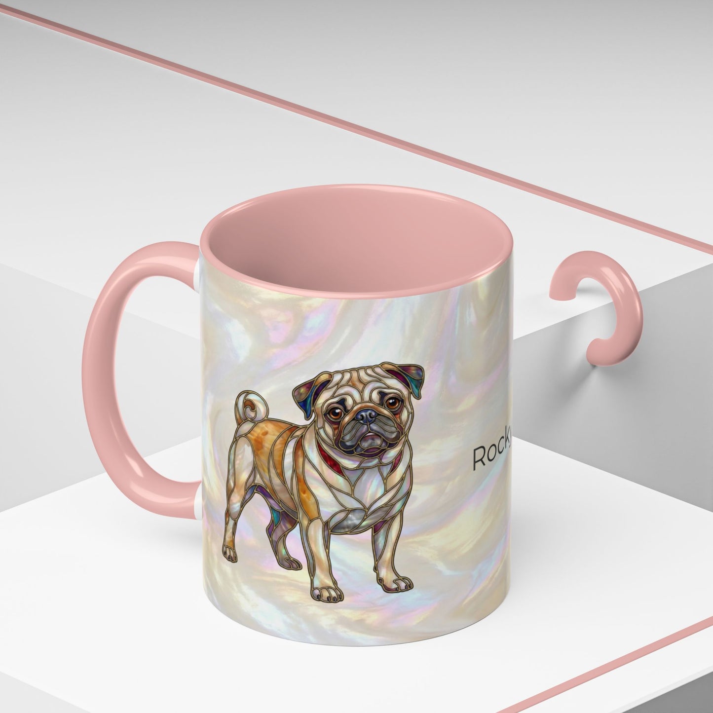 Pug Accent Coffee Mug –  Stained Glass Design (11/15oz) - 14547