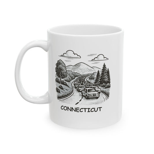 "Connecticut: Where every road is scenic—until you hit traffic." Ceramic Mug - 13805