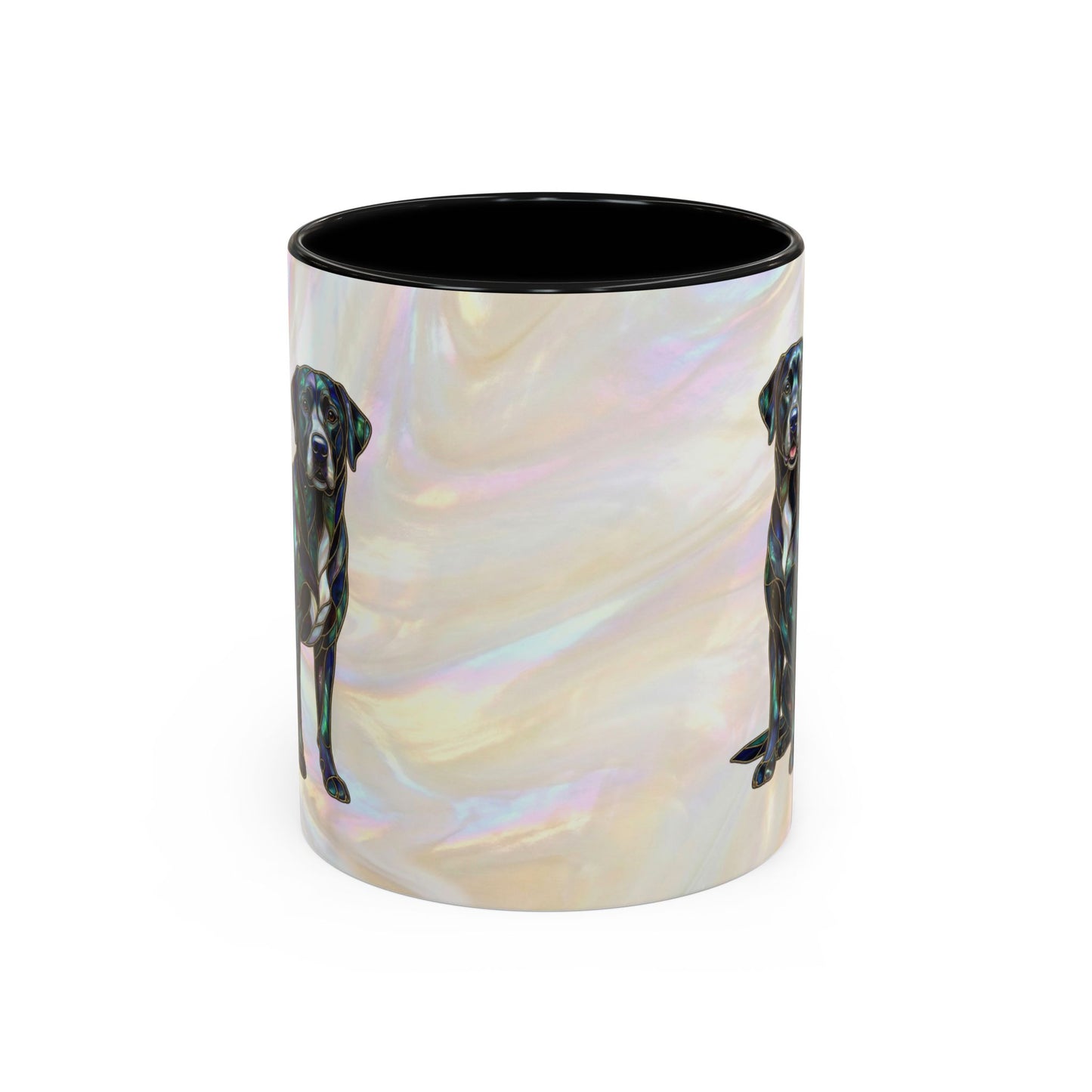 Black Labrador Accent Coffee Mug -Stained Glass Style (11/15oz) 14618