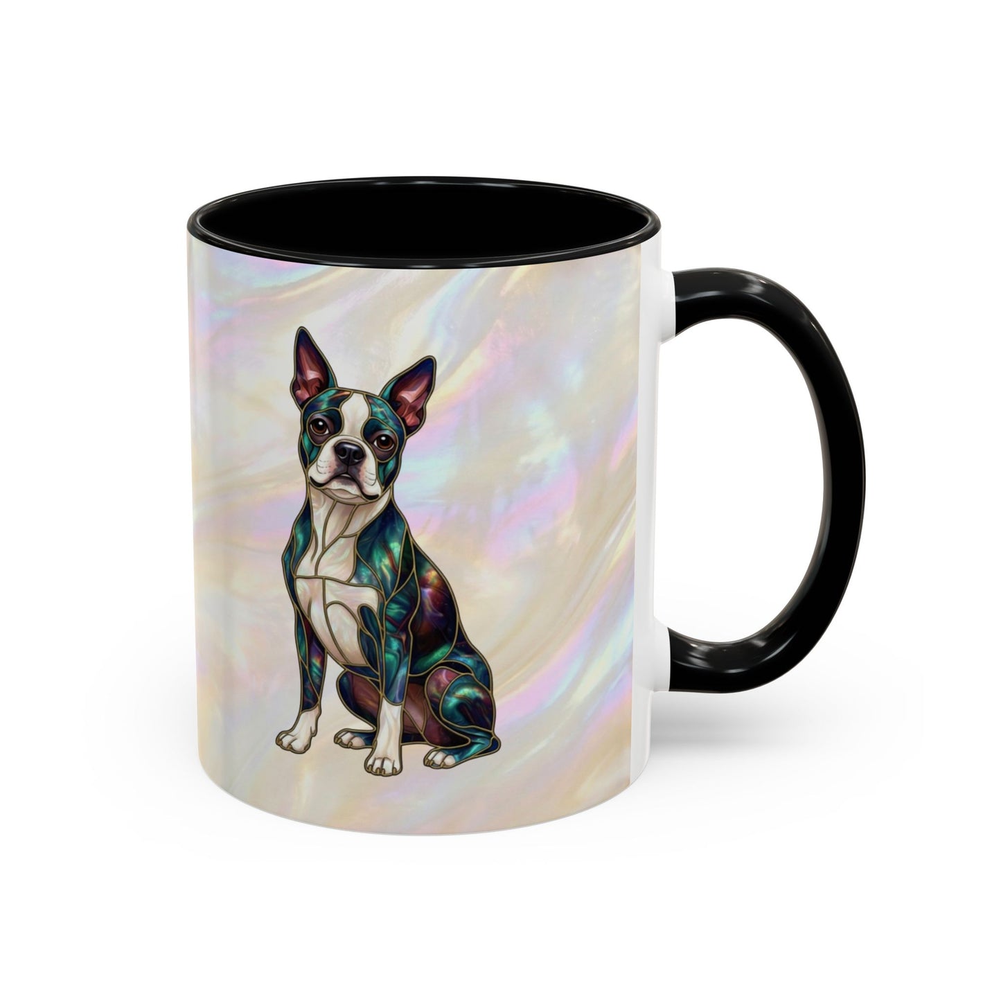 Boston Terrier Accent Coffee Mug — Stained Glass Design (11/15 oz) - 14620