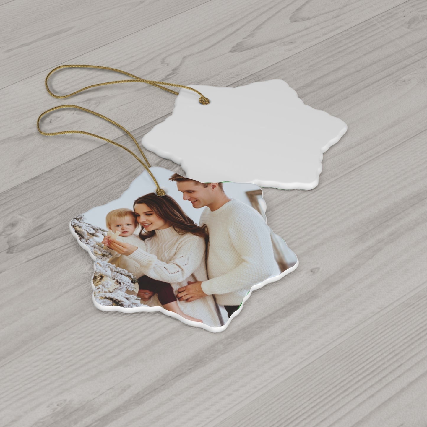 Young Couple Photo, Customizable - Ceramic Ornament, 4 Shapes