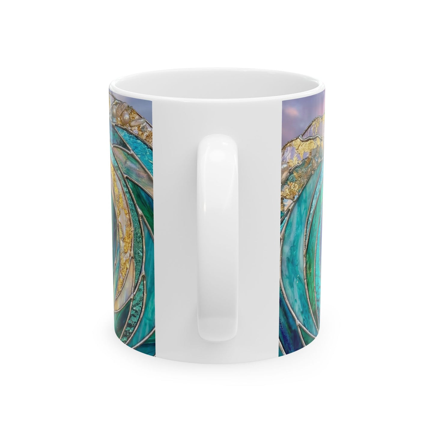 Personalized Ocean Wave Mug – Turquoise Coastal Ceramic Coffee Cup - 14899