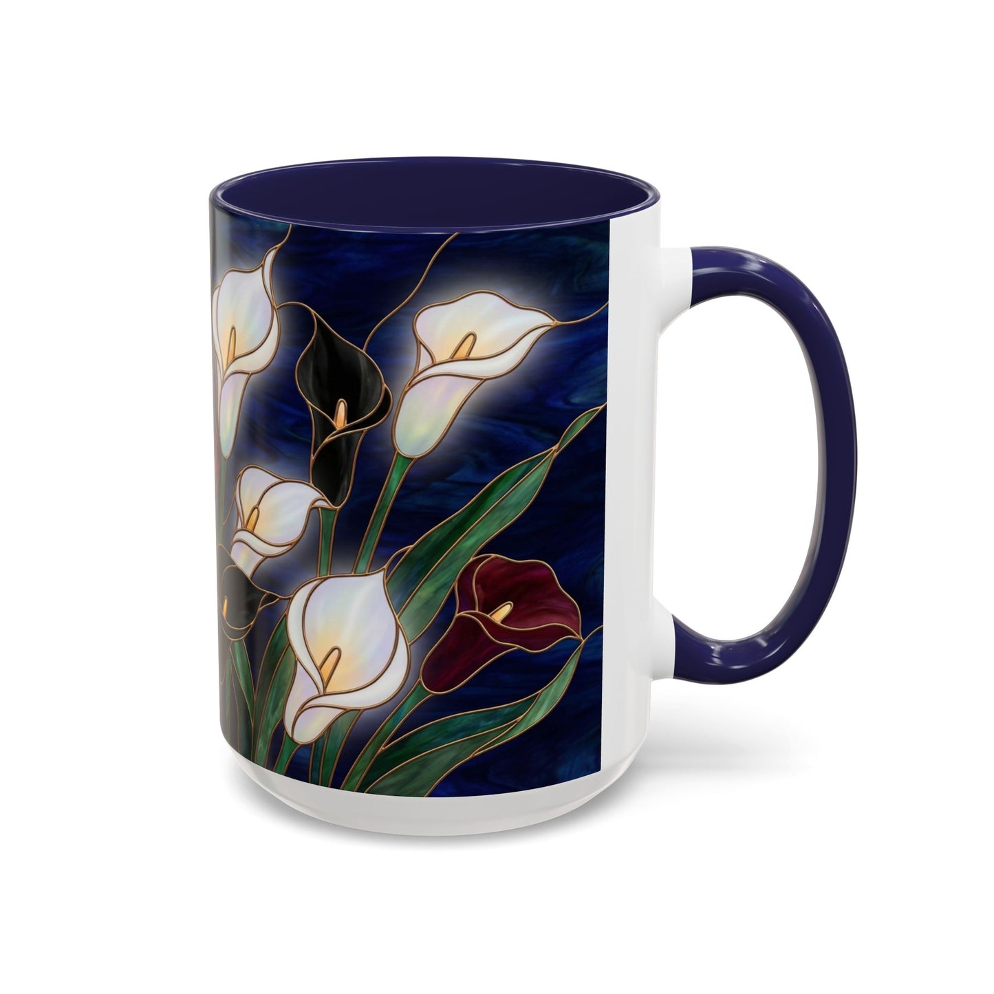 Calla Lily Floral Coffee Mug — Stained Glass Design (11/15oz) - 14557