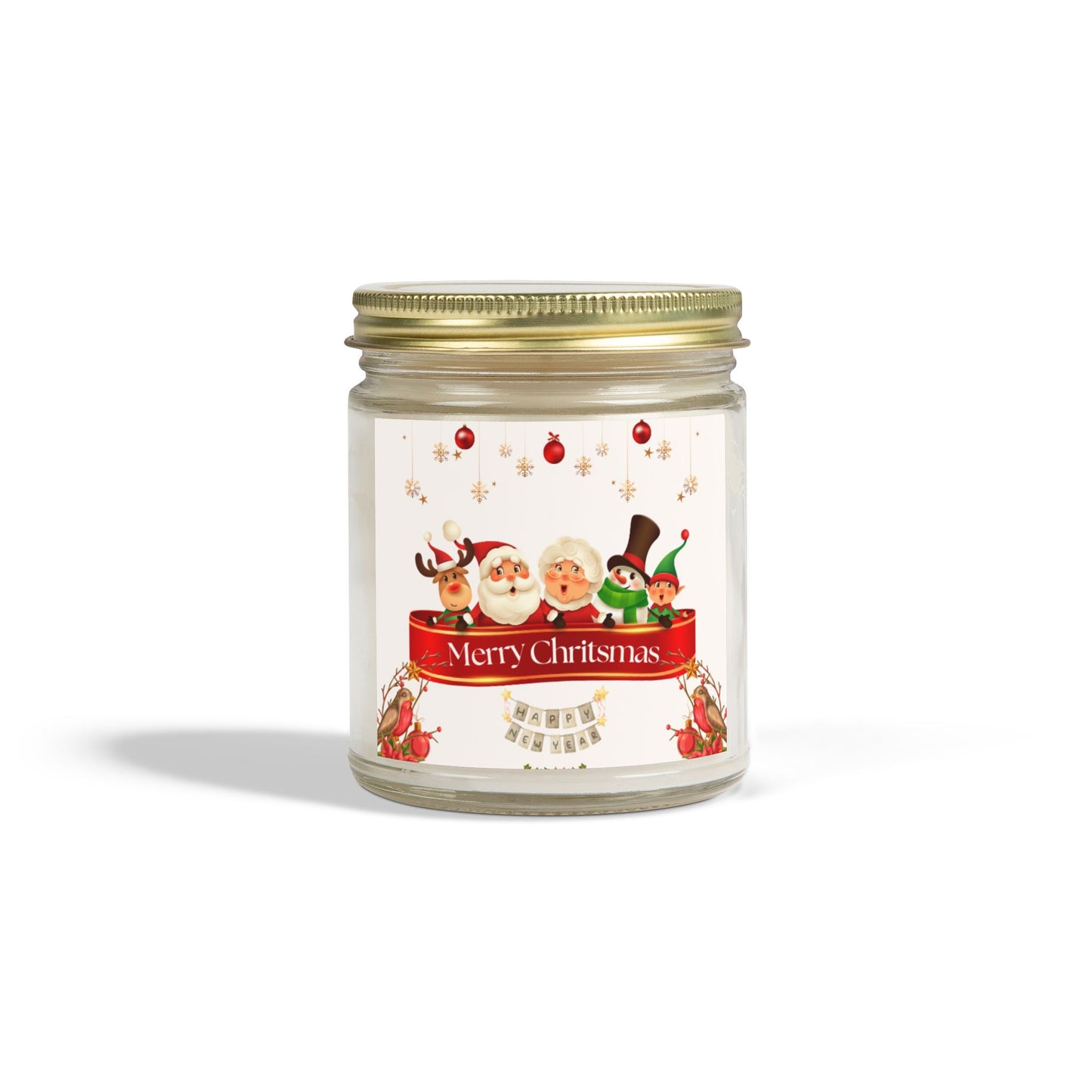 Merry Christmas - Scented Candles, Coconut Apricot Wax (4oz, 9oz)