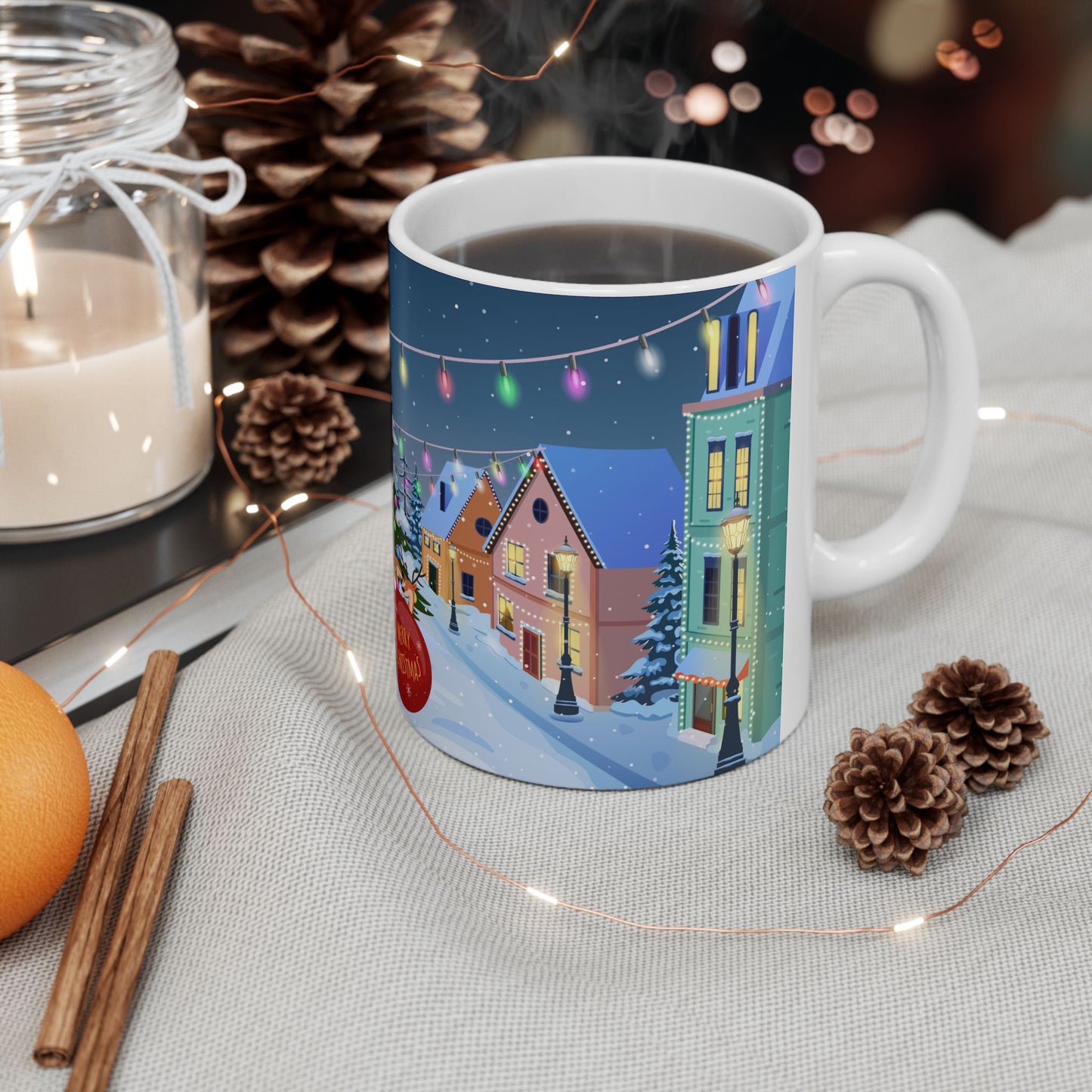 Christmas Night On the Street - Ceramic Mug, (11oz, 15oz) - 10452