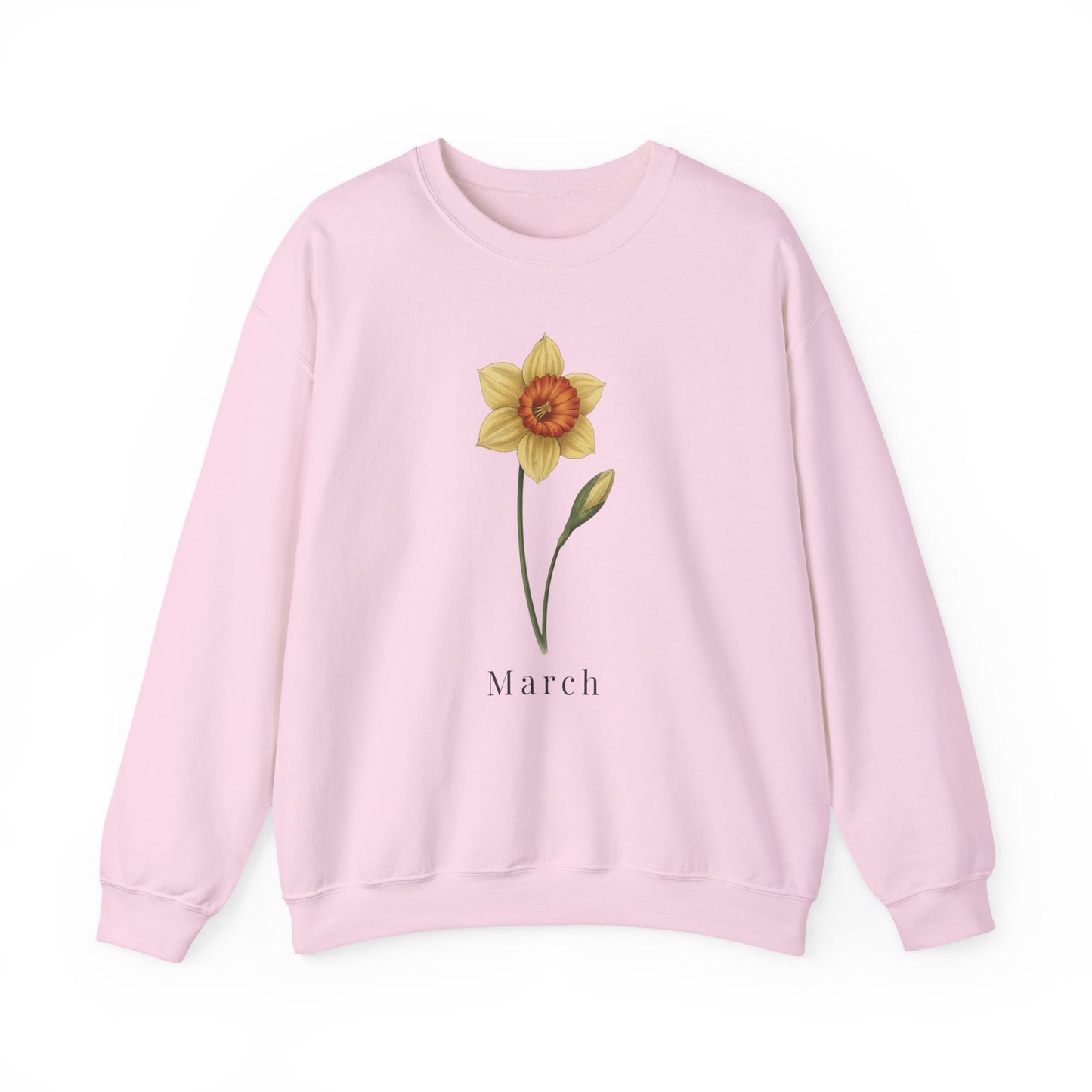 March Birth Flower Daffodil Crewneck Sweatshirt – Floral Birthday Gift Pullover - 14822