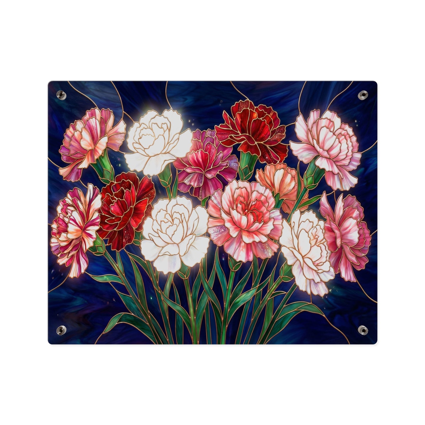 Carnation Bouquet Acrylic Wall Art Panel — Floral Home Décor - 14599