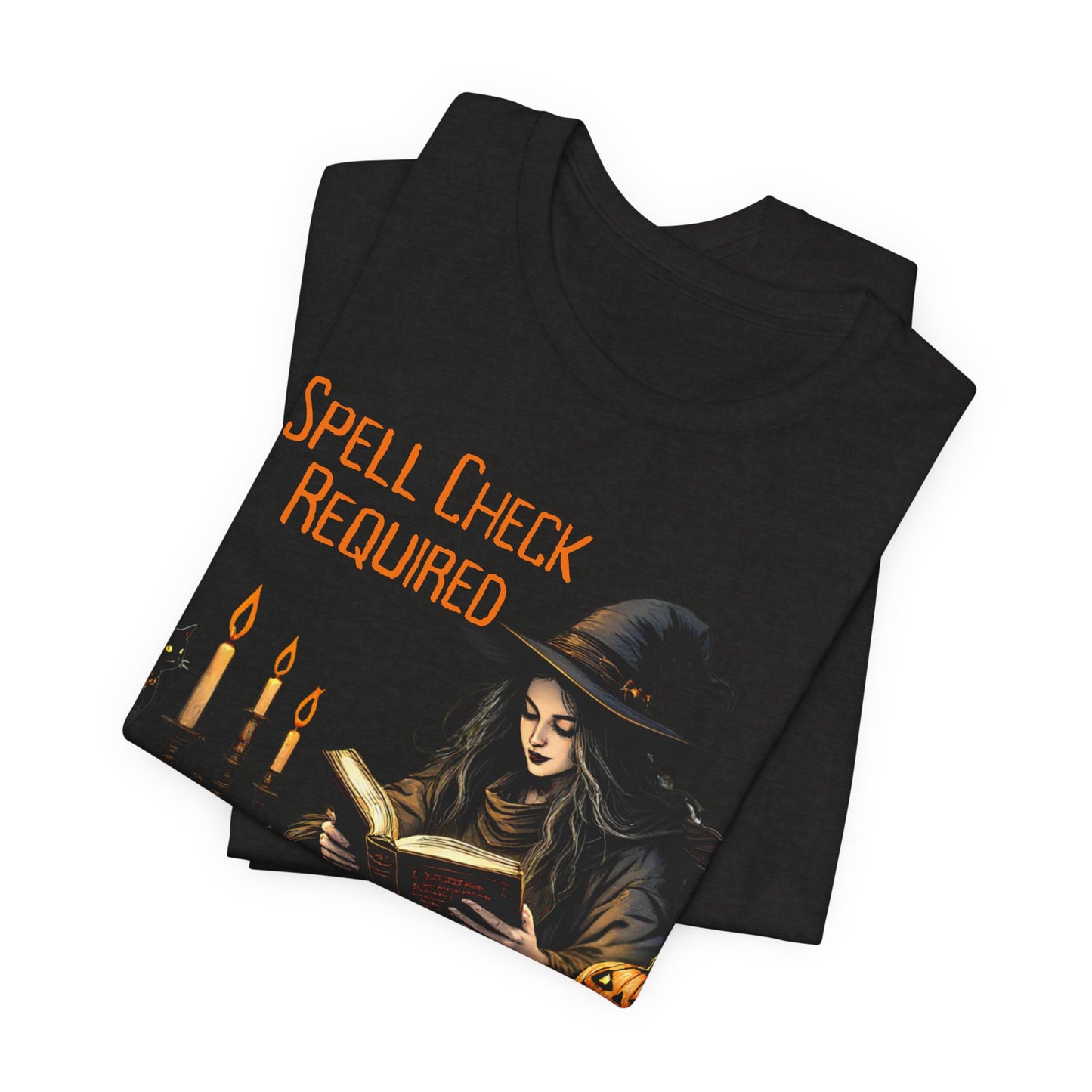Spell Check Required Witch T-Shirt, Halloween Spellbook Reading Graphic Tee - 14936