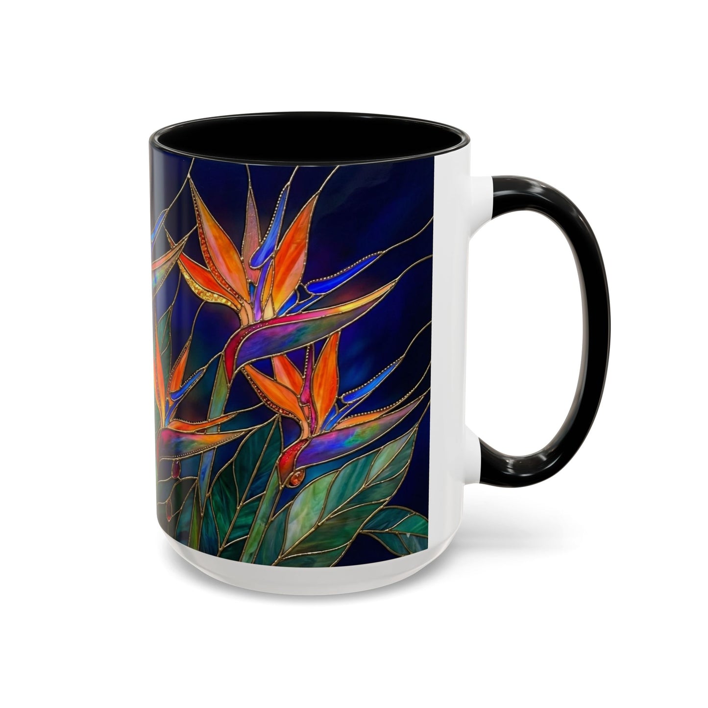 Bird of Paradise Floral Coffee Mug — Stained Glass Design 11/15oz - 14556