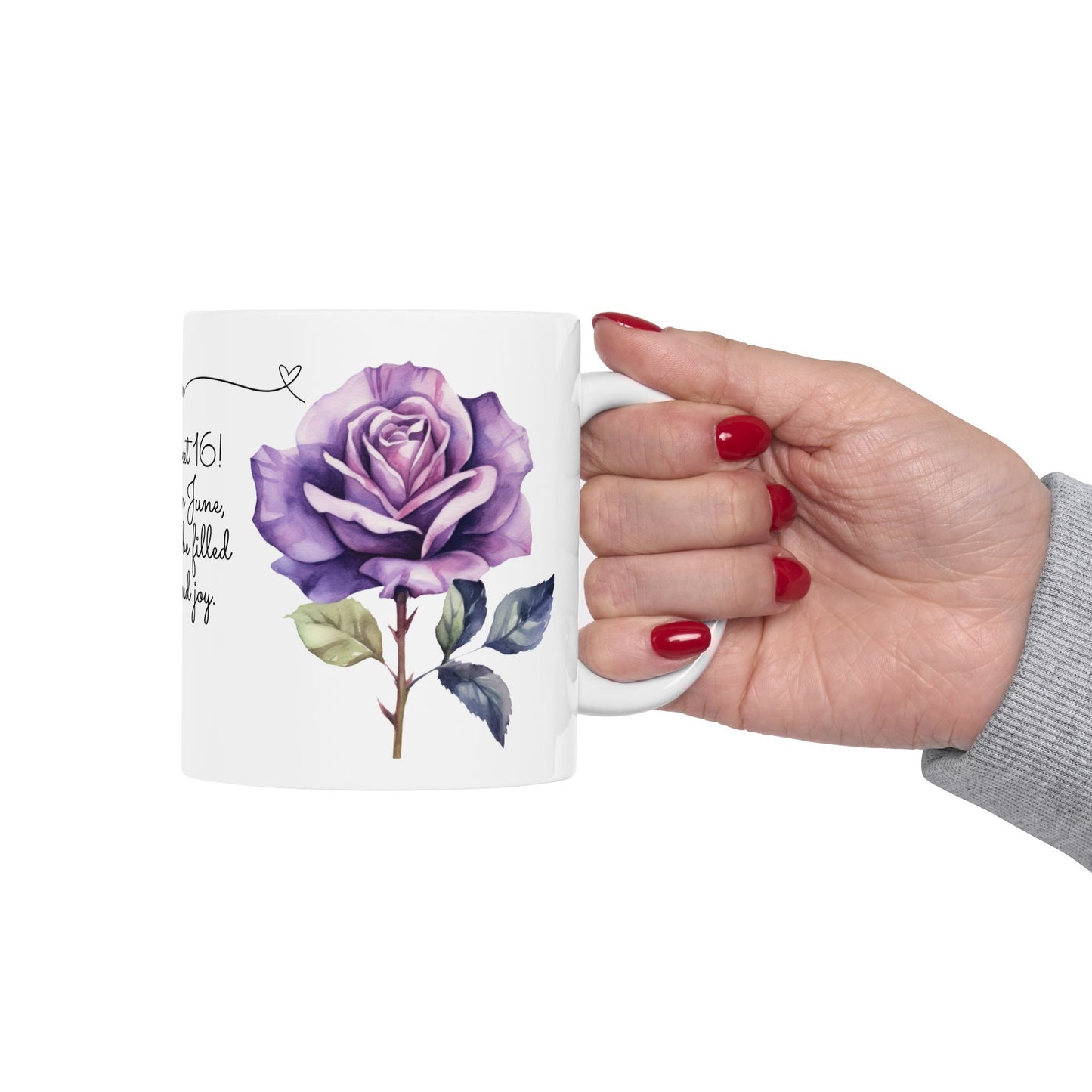 Sweet 16, June, Roses, Customizable - Ceramic Mug, (11oz, 15oz) - 10542