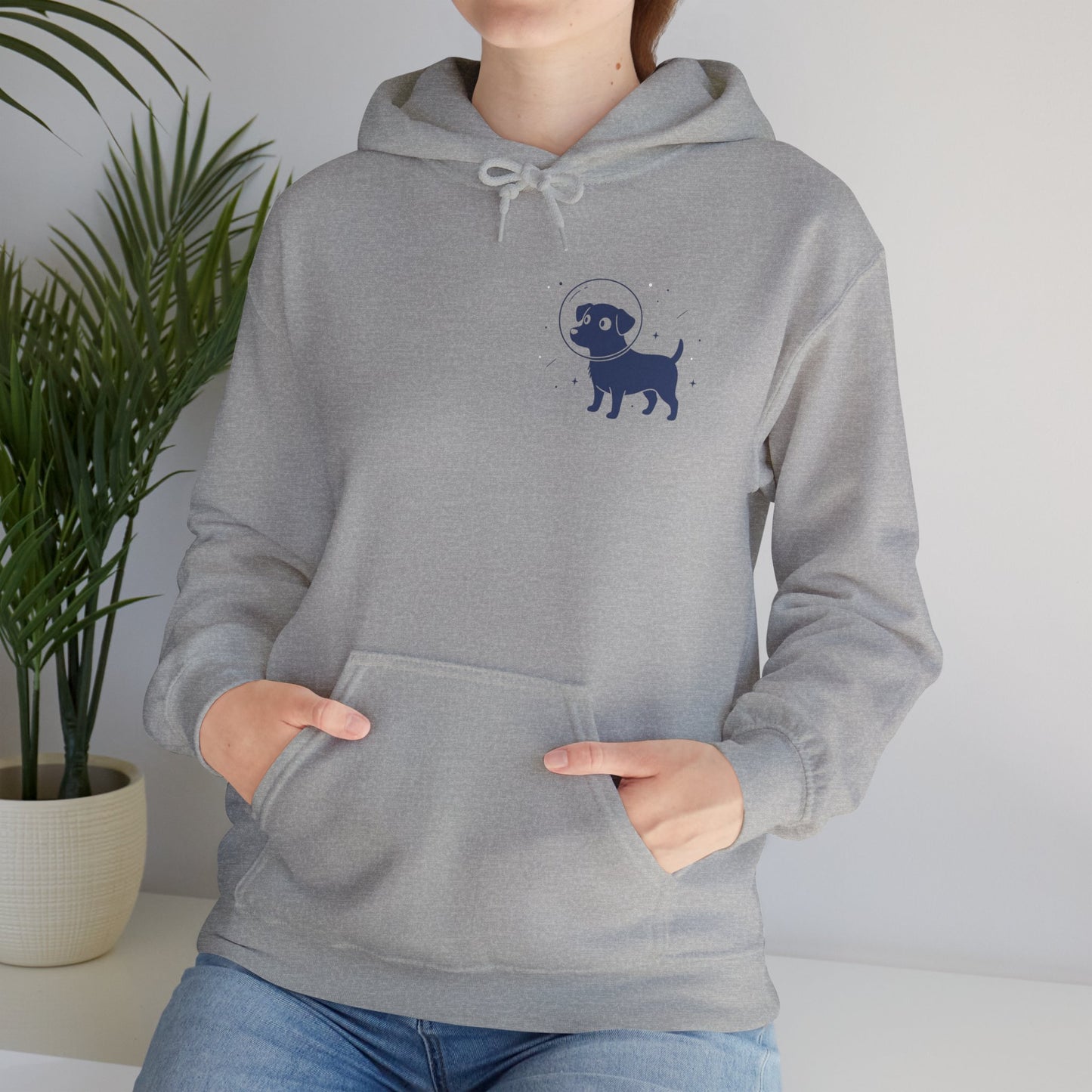 Dog in Space Hoodie – Space Puppy Graphic Hooded Sweatshirt, Unisex Heavy Blend™ - 14679